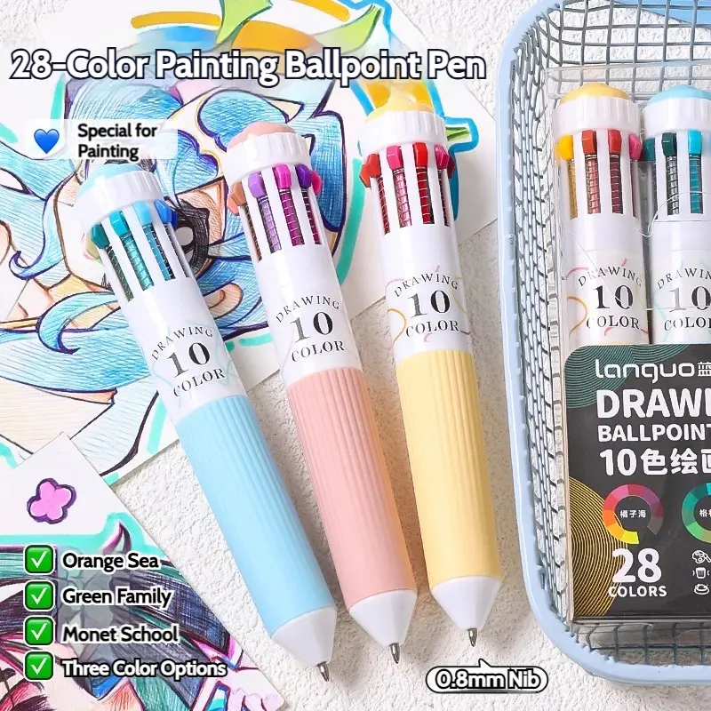 Languo 120-Color 0.8mm Painting Ballpoint Pen - Soft Rubber Grip, High Coverage, Even Ink Discharge, Non-Irritating Neutral Pen for Graffiti, Journaling, Student Office Stationery Technical Drawing Supplies school student gift