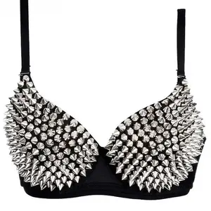 NewestSexyLingerieSexyWomen'sRhinestoneCoverBraTopGold/SilverPlungeWireFreeBraleteFashionSequinedCovertop