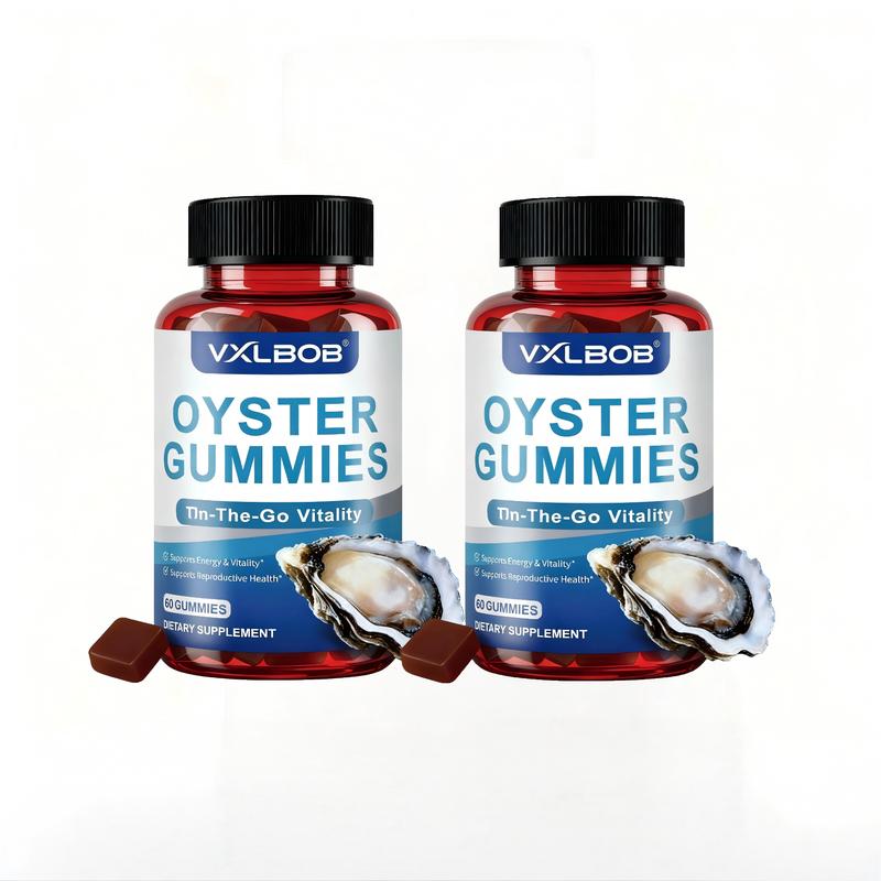 VXLBOB Oyster Gummies 2-Bottle Pack Boosts Daily Vitality and Energy for Men 700mg Oyster Extract Zinc Protein 60 Gummies Natural Extracts GMP Certified Daily Health Support Promotes Male Wellness