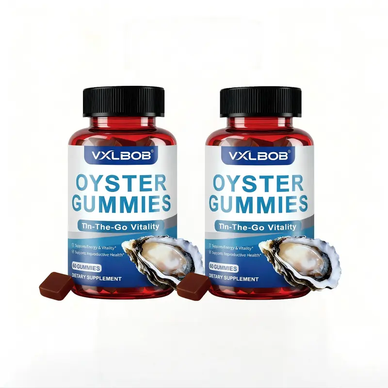 VXLBOB Oyster Gummies 2-Bottle Pack Boosts Daily Vitality and Energy for Men 700mg Oyster Extract Zinc Protein 60 Gummies Natural Extracts GMP Certified Daily Health Support Promotes Male Wellness