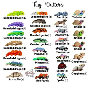 Tiny Critters | Pocket Buddies- 3D Printed Assorted Animal Fidget Figurines. Realistic Appearance. Approximately 2- 2.5 Inch. Decor Collectibles Ornaments. Customizable