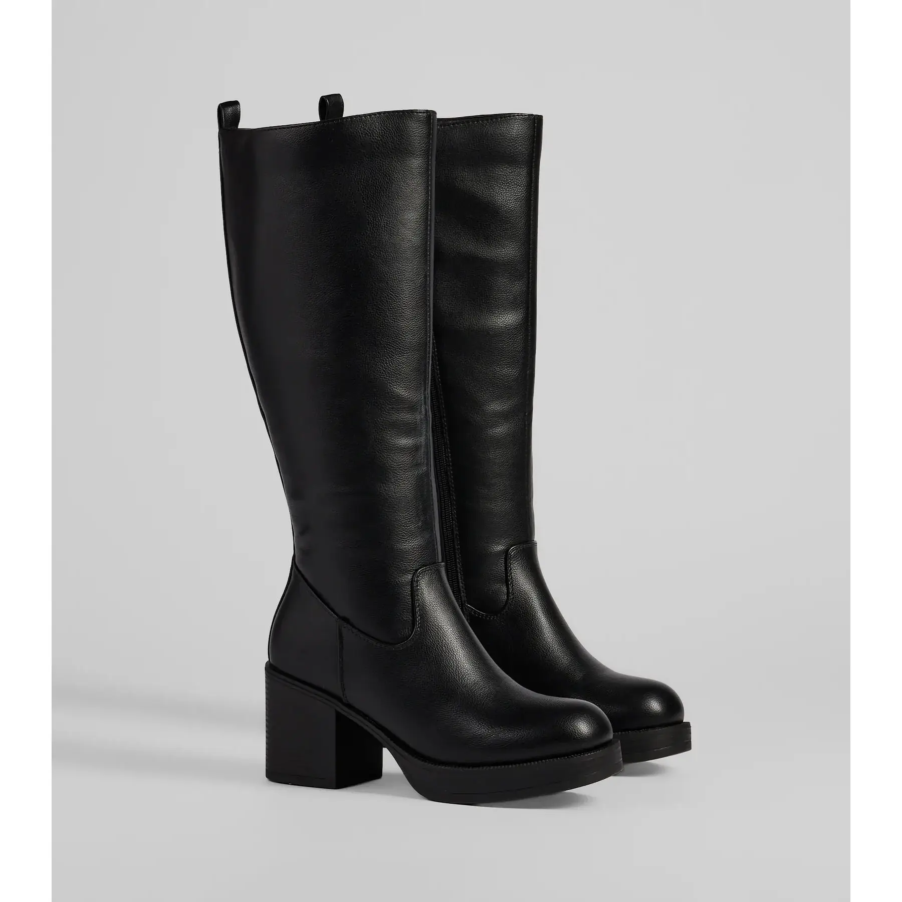 Edgy Chic Under-The-Knee Moto Platform Boots