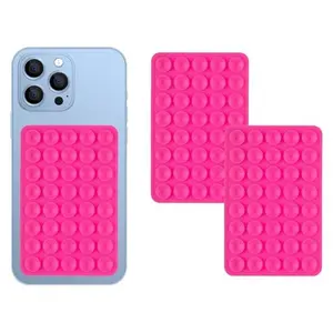 2 Pack Silicone Double-Sided Suction Grip – 40 Cups per Side, Strong Hold(Rose Red)