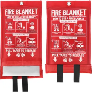 Emergency Fire Blanket 2 Pack 40"x40", Fire Suppression Blanket for Kitchen Home Garage Car Camping