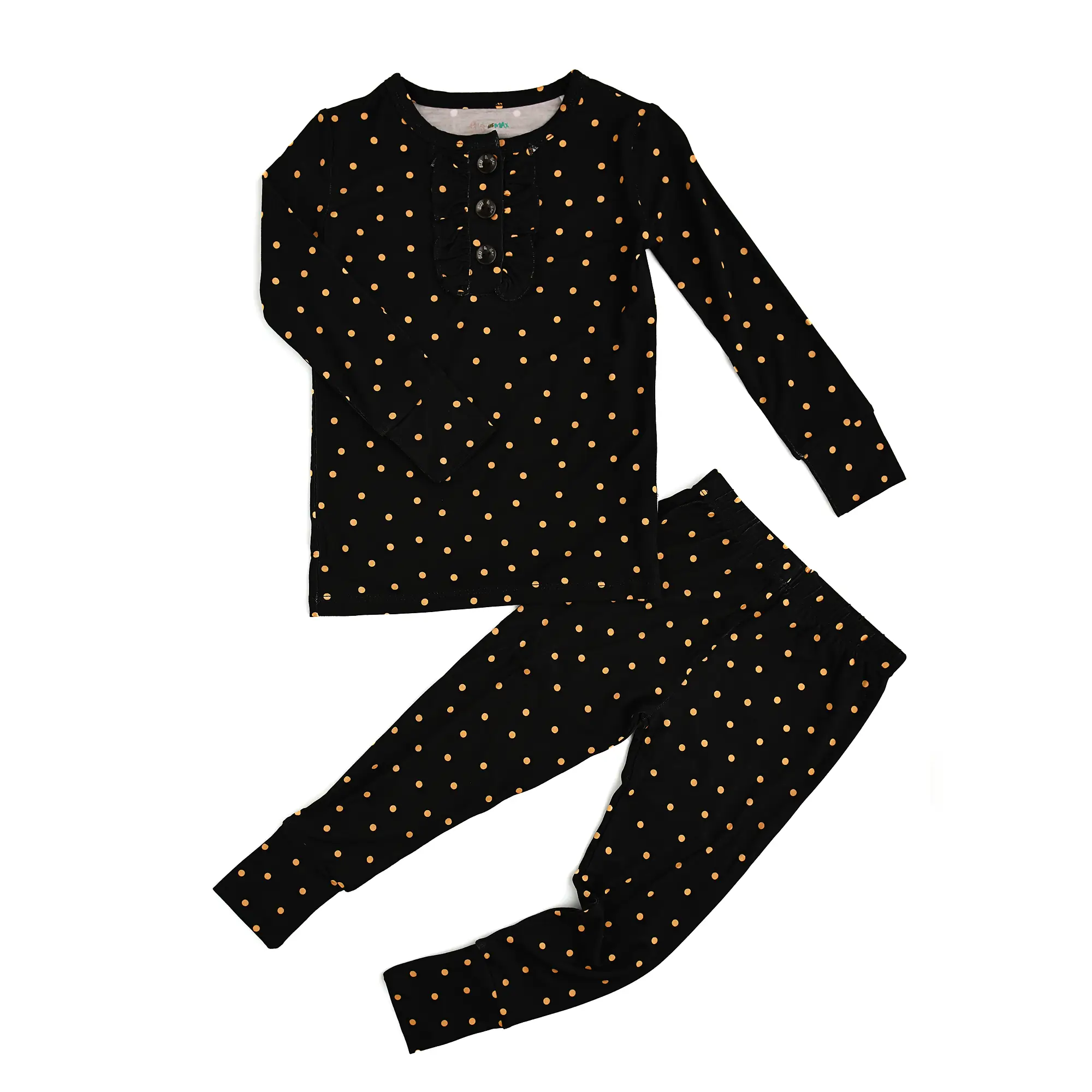 Hope Gold Dot Ruffle Two Piece set Toddler Outfit Bamboo