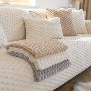 [1pc Plush Sofa Cushion] Nordic High-Grade Plush Sofa Cushion | 1pc Anti-Slip Padded Four Seasons Universal Cover | Fashion Towel Cloth