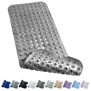 LUX Décor Non-Slip Bathtub Mat – Extra Large 40x16 Inches, Anti-Slip Shower Mat with Suction Cups & Drain Holes – Machine Washable – Available in Multiple Colors