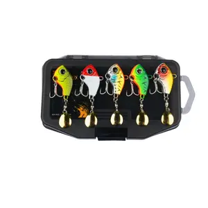 5Pcs Long Cast VIB Fishing Lures with Spinning Blade, 7g High Frequency Vibration Metal Hard Baits for Bass Walleye Saltwater Freshwater Kit