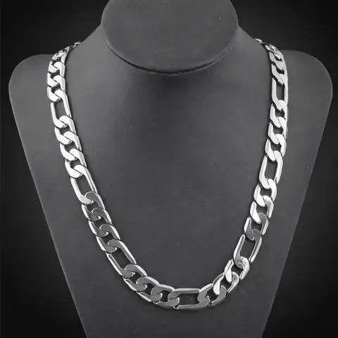 Unisex 925 Sterling Silver Plated Necklace - 925 Necklaces, Elegant Classic Geometry Design, 8mm-12mm Width, 55cm/70cm Options, Daily/Wedding Party Jewelry, Holiday Gift