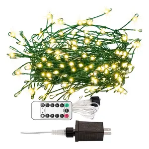 100FT Firecracker Fairy Lights 1000 LEDs Plug in Waterproof Cluster String Lights with Remote 8 Modes Warm White Green Wire for Indoor Outdoor Christmas Tree Patio Garden Wedding Décor