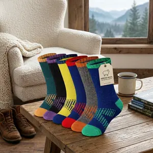 Kids' Thermal Winter Cozy Boot Warm Cushion Socks - 6 Pairs Merino Wool Hiking Socks for Boys Girls, Breathable Moisture-Wicking, Perfect for Outdoor Activities, Cold Weather, Skiing, Snowboarding, and Everyday Wear