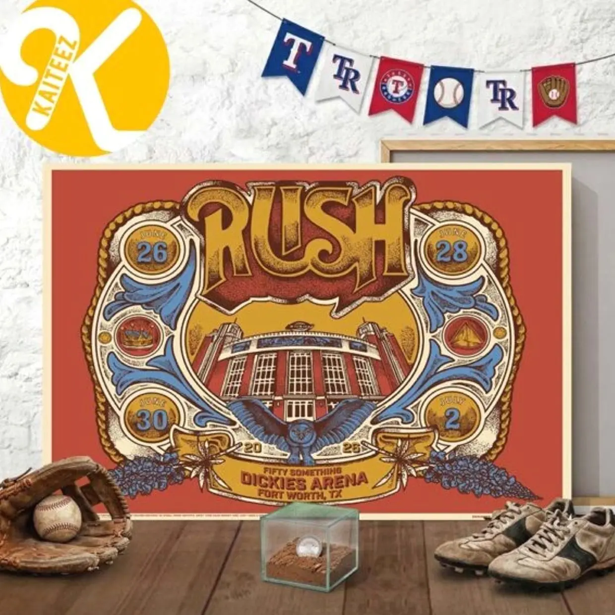Rush Poster Four Shows Fifty Something Tour 2026 At Dickies Arena In Fort Worth TX On June 26 28 30 And July 2 2026 Home Decor Poster Canvas