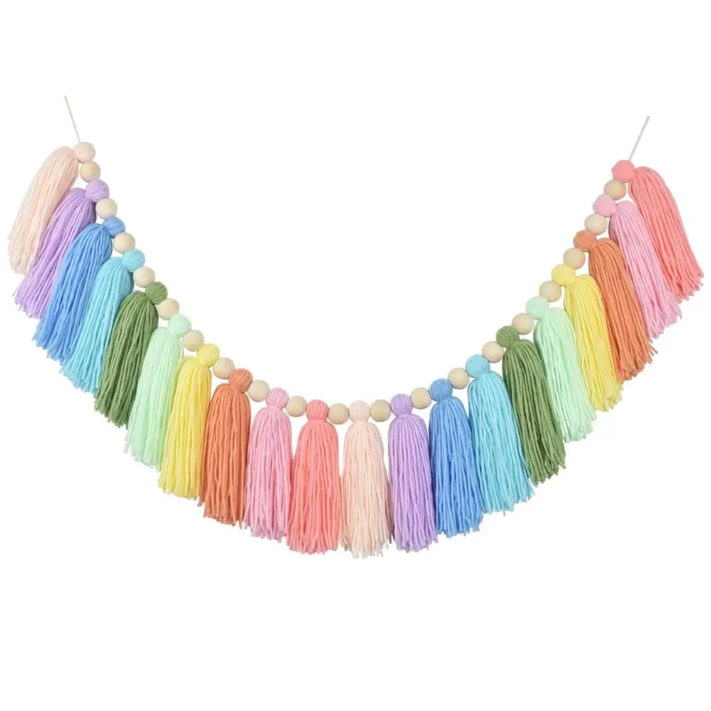 Drcor Pastel Rainbow Boho Tassel Garland - Handmade Colorful Yarn Banner For  Bedroom Shower Birthday Party Backdrop Dorm Classroom Or Fall Home Decor