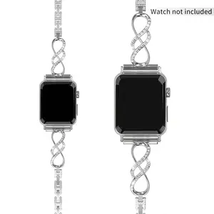 Fashion Vintage Artificial Rhinestone Decorated Watch Band (Band Only), Zigzag Design Watch Band for Women, Smart Watch Band Compatible with Apple Watch 8 7 6 5 4 3 SE Ultra 2 1