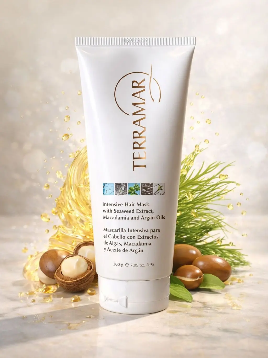 Terramar Intensive Nourishing Moisturizing Hair Mask - Deep Conditioning Infused Hair Treatment with Sea Algae Extract, Macadamia Oil, Argan Oil, Conditioning Hair Masks