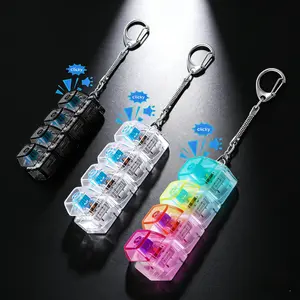 Keyboard Fidget Keychain, Keyboard Fidget Toys  with LED Light 4 Keys, DIY Decompression Toys Keyboard Fidget Toy Button Stress Relief Fun Gifts