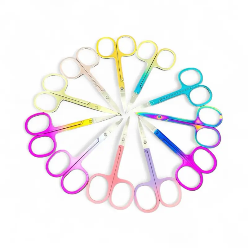 Iridescent Small Cosmetic Scissors - Precision Grooming Hand Tool with Tape for Enhanced Usage