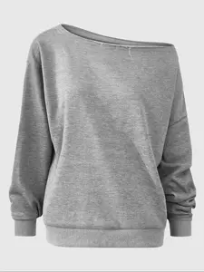 Women's Y2K Style Off-Shoulder Long Sleeve Knit Sweatshirt, Fashionable Graphic Letter Pattern, Fall & Winter Wear