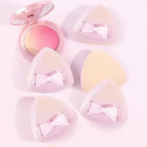 Bow-knot Design Air Cushion Puffs, Triangular Super Soft Wet and Dry Makeup Setting Concealer Loose Powder Foundation Blush Makeup Sponge