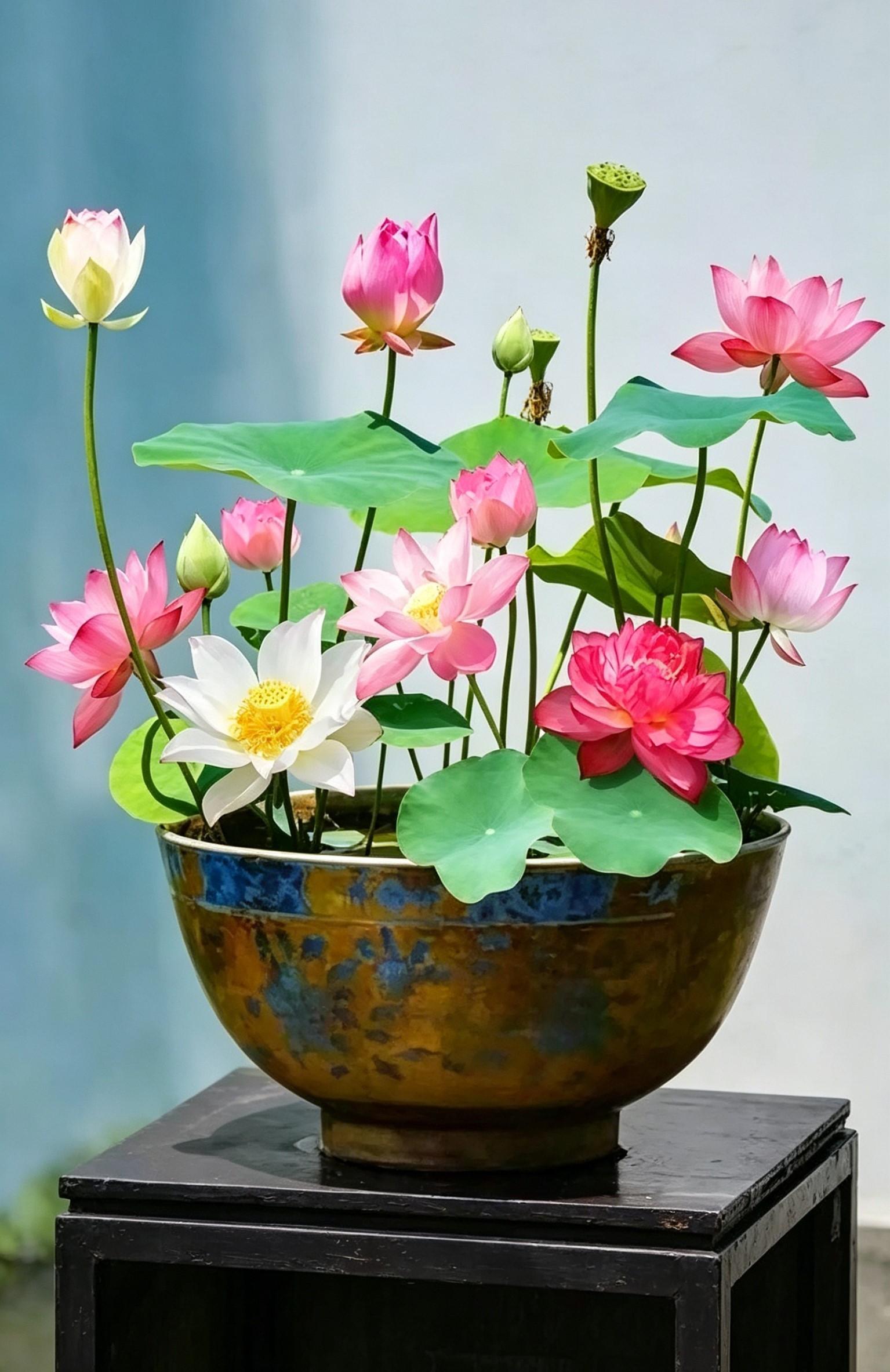 20 Pcs Bowl Lotus Seeds Mix - Beautiful Water Lilys Flower for Aquatic Garden Decor - Non-GMO Fresh Bonsai Plant Seeds