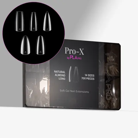 Pro-X by PLA Nail Tip Boxes - 700pcs | 14 Sizes | 5 Shapes | Soft Gel Extension Tips
