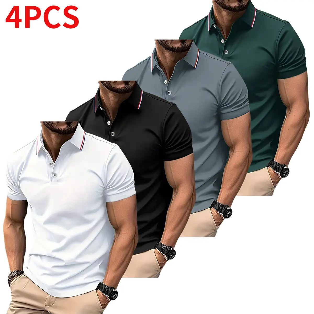 White + Black + Gray + Green