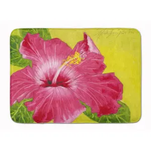 212 MAIN Hot Pink Hibiscus by Malenda Trick Machine Washable Memory Foam Mat, Washable Kitchen Rugs, Super Soft Household Textile Rug