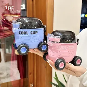 1pc 550ml new 3D shaped cartoon cute water cup, outdoor portable bouncing plastic straw, fun Mars for RoveR plastic bottle，Suitable for  school，beach，travel, parties ，camping，sports, the perfect gift for kids.