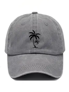 1pc of coconut tree silhouette printing old baseball cap-adjustable men's and women's adjustable sun protection leisure cap is suitable for spring and autumn tourism seaside holiday.