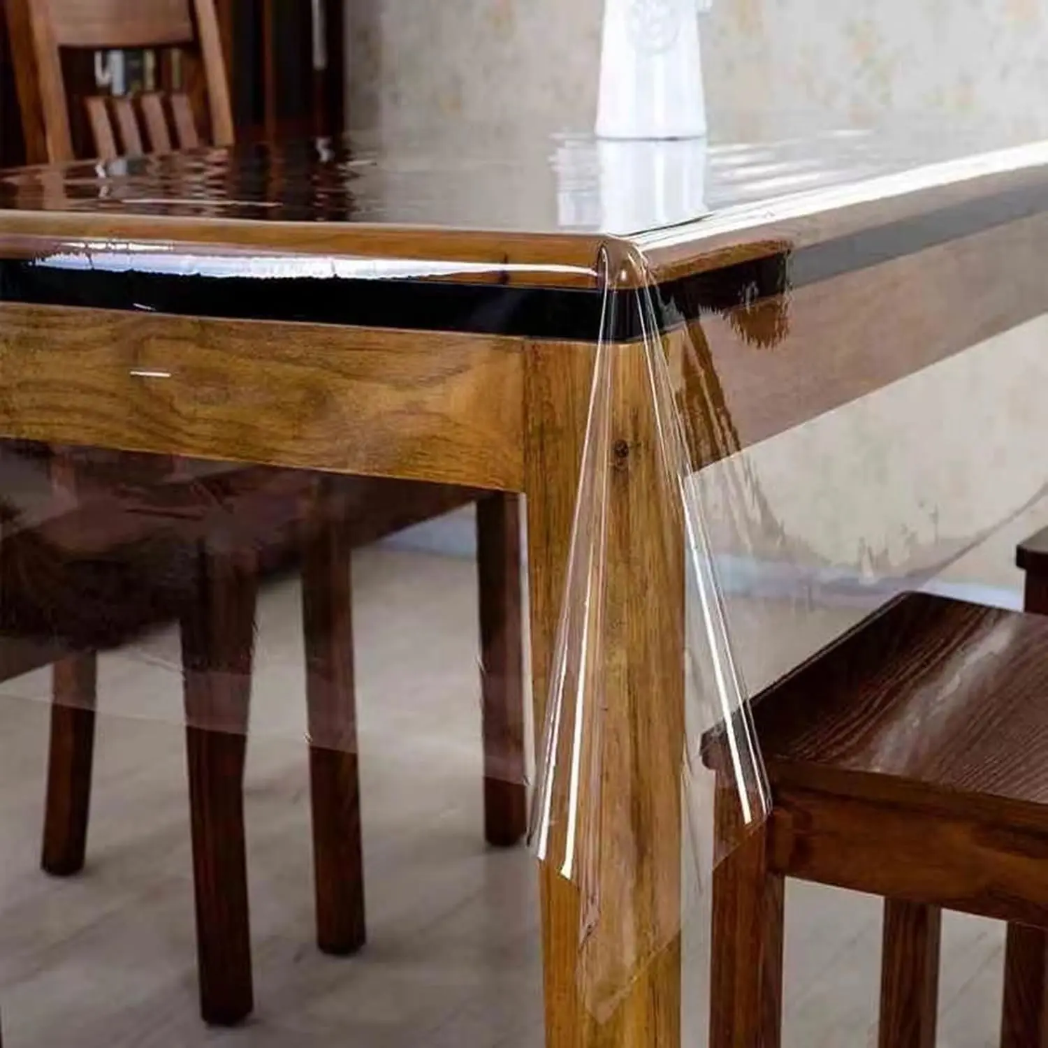 Clear Tablecloth Protector Rectangle  Oil-Proof Plastic Table Cloth Wipeable PVC Table Cover for Indoor and Outdoor (Clear, 60 x 84 Inch)