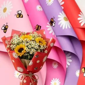 20 Sheets of Korean Daisy and Little Bee Waterproof Wrapping Paper, Suitable for Valentine's Day, Mother's Day, Birthday party gifts, Wedding Celebrations, New Year's Eve Parties, and Other Decorations