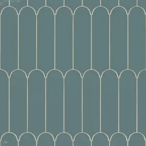 Doncaster Cerulean Jay 3x12 Scallop Glossy Ceramic Tile Sample