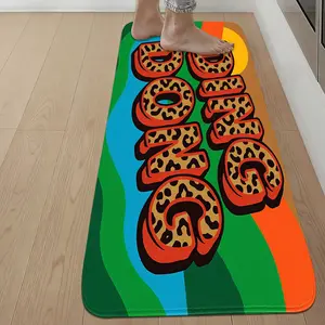 1pc Ding Dong Leopard Print Kitchen Mat, 100% Polyester Flannel, Restaurant Cooking Area Rug, Trendy Gift for International Family Day