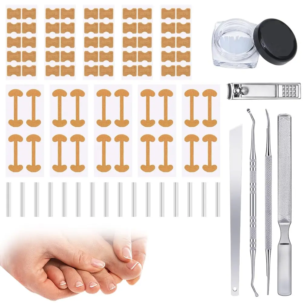Ingrown Toenail Removal Kit,Professional Toenail Tool Kit Includes Breathable Toenail Strips, Curved Toenails Corrector Patch, Painless File and Lifter Pedicure Tools, Professional Pedicure Tool