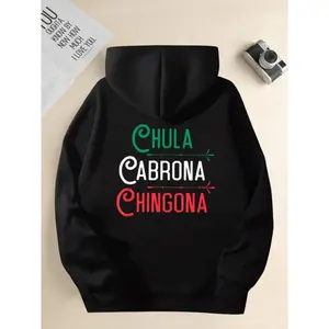 Mexican Chola Chingona Hoodie Men's Long Sleeve Hooded Graphic Print Streetwear Baddie Aesthetic Aztec Latino Cultural Apparel Menswear Sweatshirts