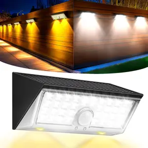 4-in-1 Solar Motion Lights Outdoor - 150? Wide Angle, 4 Modes, White & Warm Light, IP67 , Fence, Wall, Step & Deck Light for Yard, Garden, Pathway