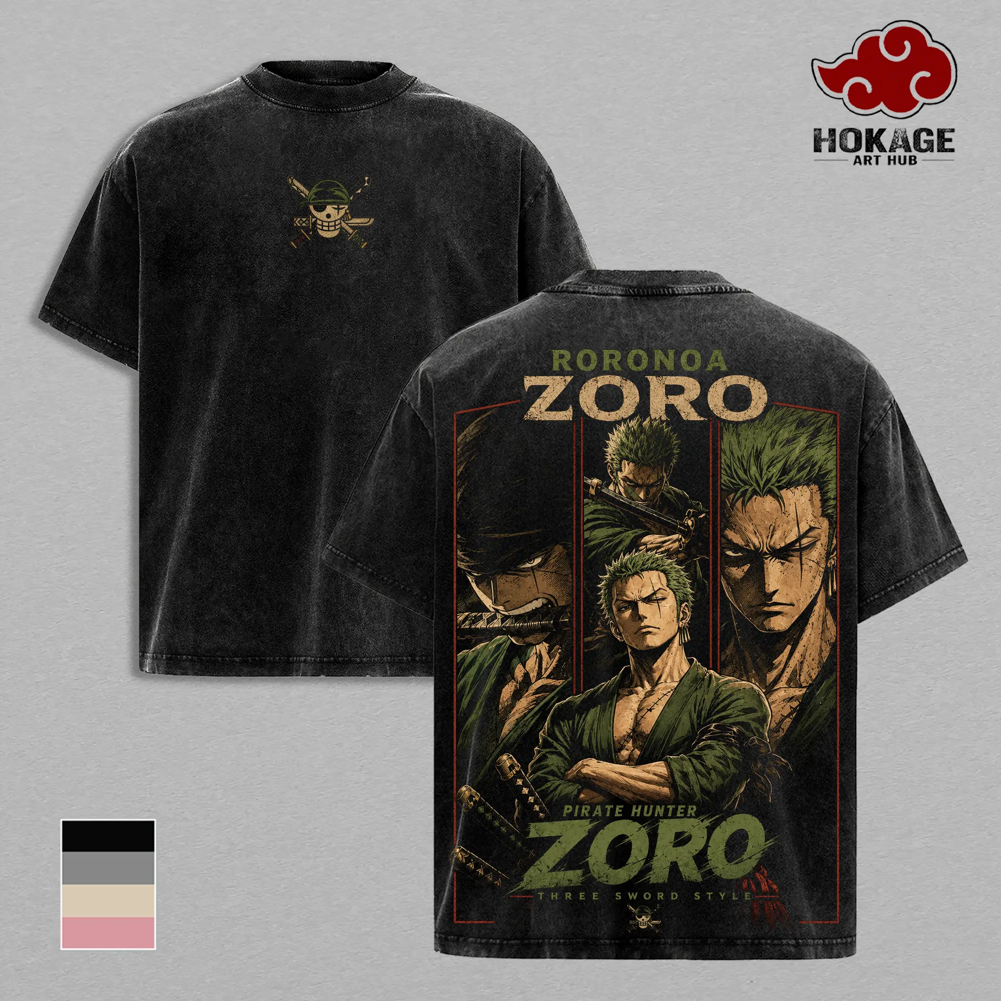 Roronoa Zoro OP T-Shirt, Pirate Hunter Three Sword Style Graphic Tee, Back Print Vintage 90s Anime Shirt, Graphic Tees Men, Trendy Tshirts, Men's T Shirts, OP Streetwear, Unisex Cotton Distressed Tee, Merch For Men, Men Fashion Graphic Tee