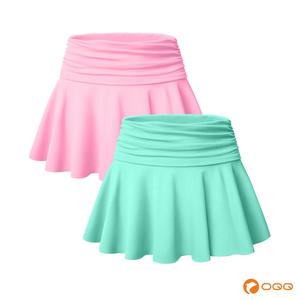 OQQ-Nine cents  Women 2 Piece Skirts 2 in 1 Versatile Stretchy Flared High Waist Pleated Cheeky Short Skirts Womenswear Bottom
