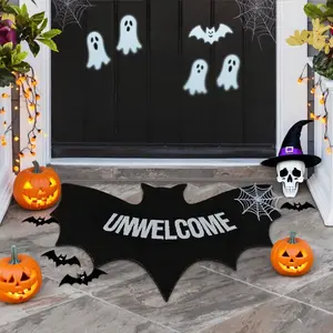 Halloween Bat Shaped Rug, Soft Plush Door Mat, Dark Style Fashion Trend, Suitable for Living Room Bedroom Bedside Casual Areas, Decorators