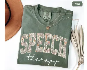 Comfort Colors Speech Language Pathologist Shirt, Retro Floral Speech Therapy Shirt, Speech Therapist Shirt, Fall Halloween SLP Shirt