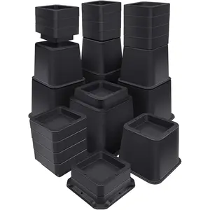 12 Inch Heavy Duty Bed Risers, Adjustable Elevation from 1 to 12 Inch, Furniture Risers for Chair Table Desk Legs Lifting (4 Pack,Black)