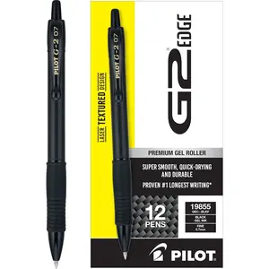 Pilot, G2 Edge Premium Gel Roller Pens, Fine Point 0.7 mm, Black, 12