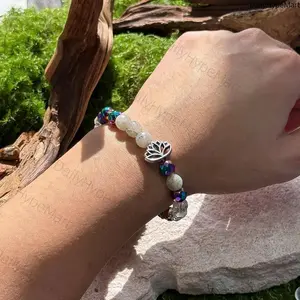 Chakra Bracelet, Natural Stone Aura Cleansing, Adjustable Boho Yoga Jewelry Gift