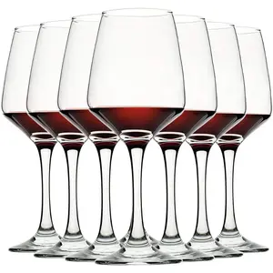 Set of 8 Wine Glasses, 12oz, Lead-free, Clear, Durable Glassware
