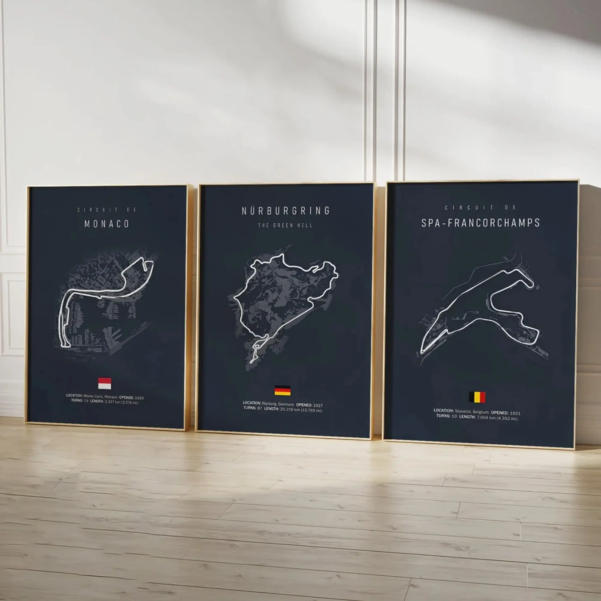 2025 Tracks Ideal Gift For Racing Fans, Grand Prix of Monaco Spa Nürburgring MONZA Wall Art Aesthetic Sports Poster Decor Room (Poster only frameless)