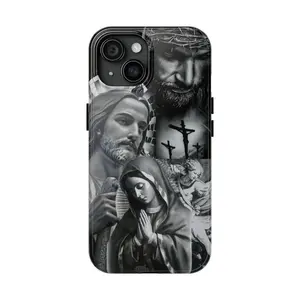 Religious Saint Phone Case for iPhone 17 16 15 14 13 12 Pro Max Plus - Jesus Maria San Judas Graphic - Tough MagSafe Protective Shockproof Cover
