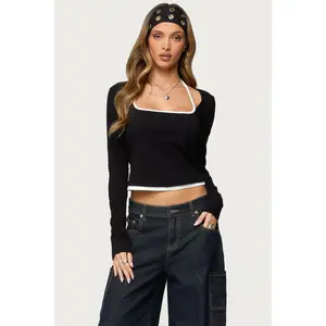 Ksenia Contrast Layered Square Neck Top