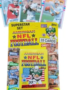 Topps 1989 NFL Superstar Set - United Kingdom UK Unopened NFL Card Set Montana Marino Elway Sealed 33 Picture Cards