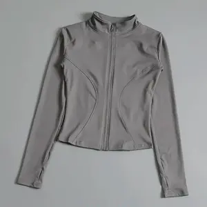 Gym Fitness Zip up Training   Running Workout Yoga Cropped Track Sport Jackets for Women