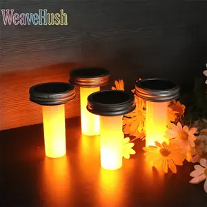 New 12LED Solar Flame Tank Light, Creative Glass Jar Lid Solar Jar Light, Waterproof Outdoor Garden Landscape Decoration Lights